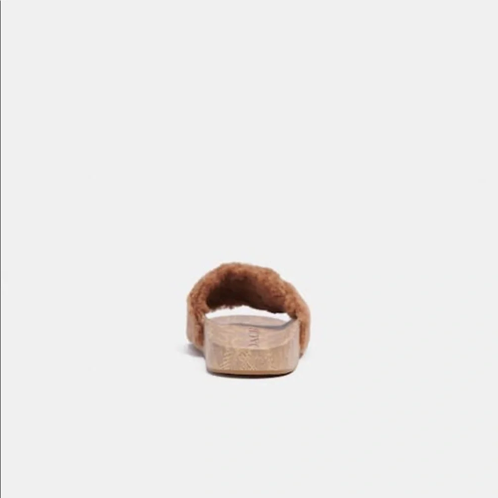 Coach Signature Pool Slide with Shearling in Natural/Tan - Picture 4 of 5